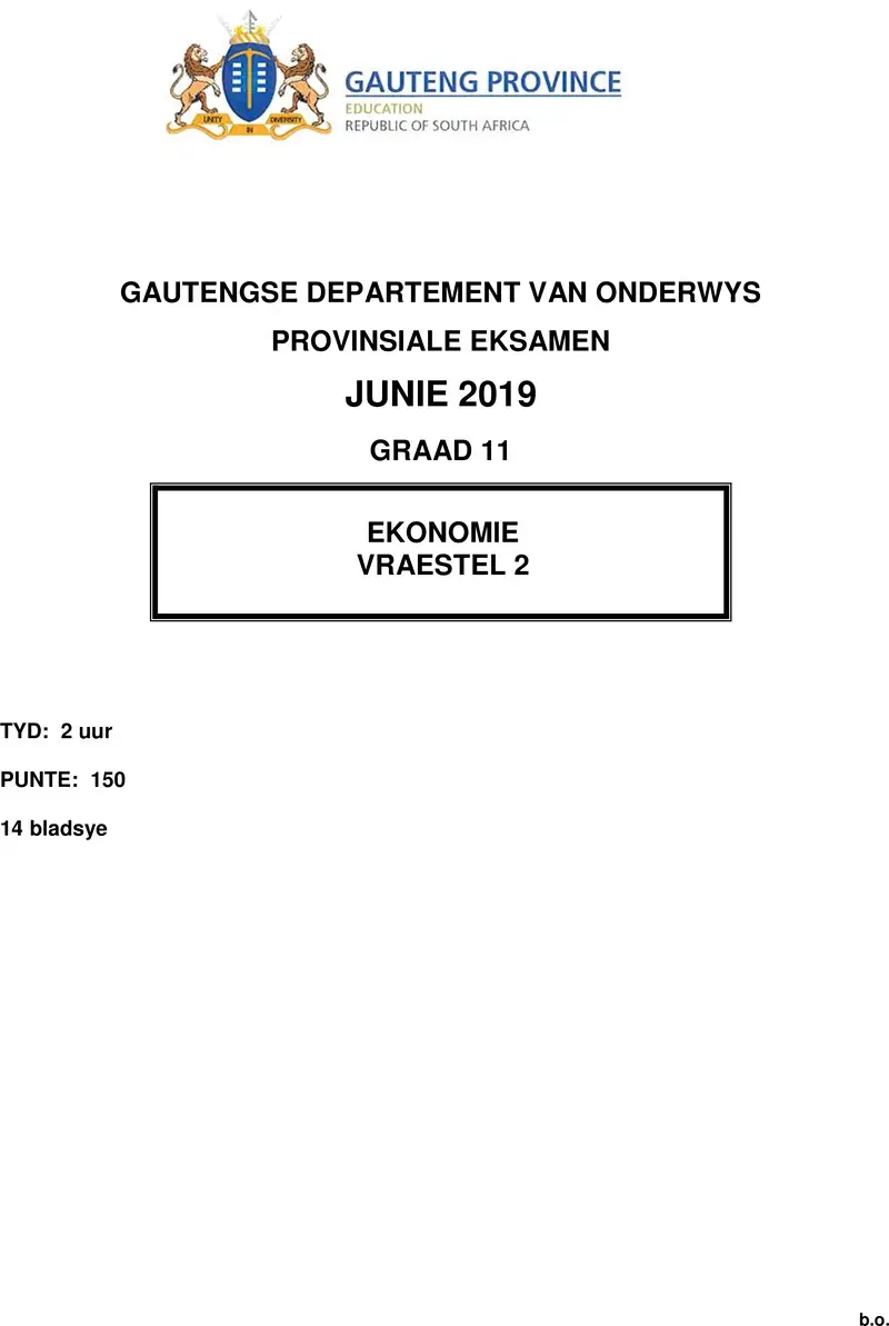 Grade 11 Economics past paper 2019 – grade 11 provincial exam economics p2 afr june 2019 qp