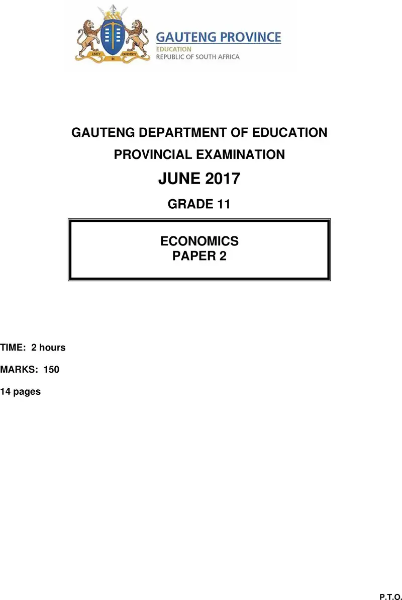 Grade 11 Economics past paper 2017 – grade 11 provincial exam economics p2 june 2017 qp
