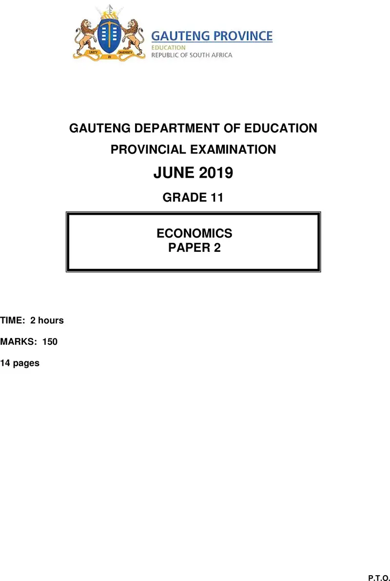 Grade 11 Economics past paper 2019 – grade 11 provincial exam economics p2 ng june 2019 qp