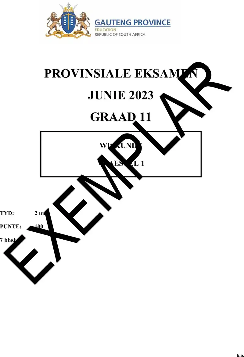 Grade 11 Mathematics past paper 2023 – grade 11 provincial exam mathematics p1 afr june 2023 qp