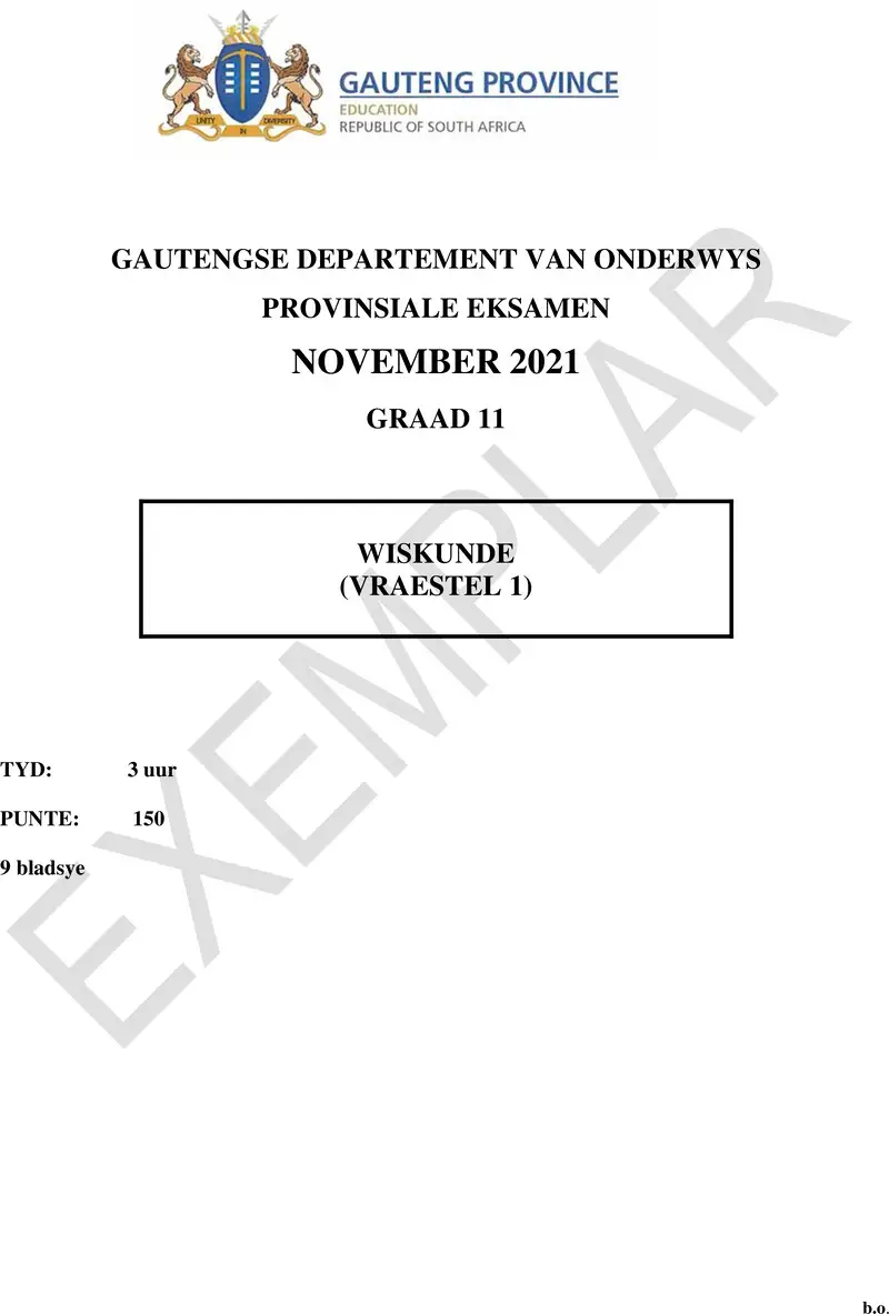 Grade 11 Mathematics past paper 2021 – grade 11 provincial exam mathematics p1 afr november 2021 qp