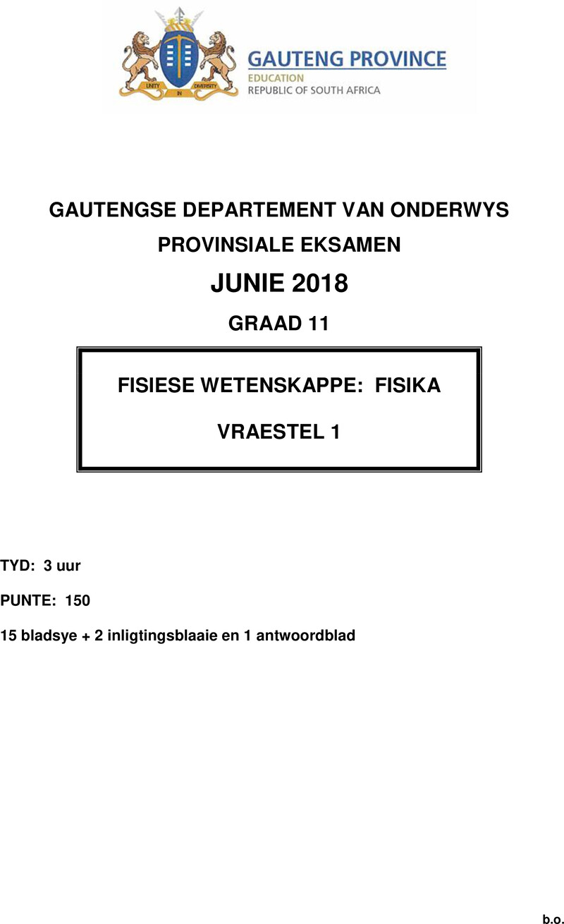 Grade 11 Physical Sciences past paper 2018 – grade 11 provincial exam physical sciences p1 afr june 2018 qp