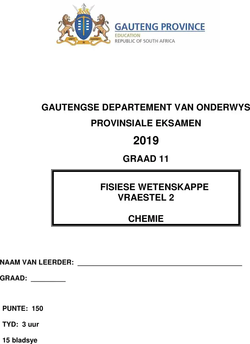 Grade 11 Physical Sciences past paper 2019 – grade 11 provincial exam physical sciences p2 afr june 2019 qp