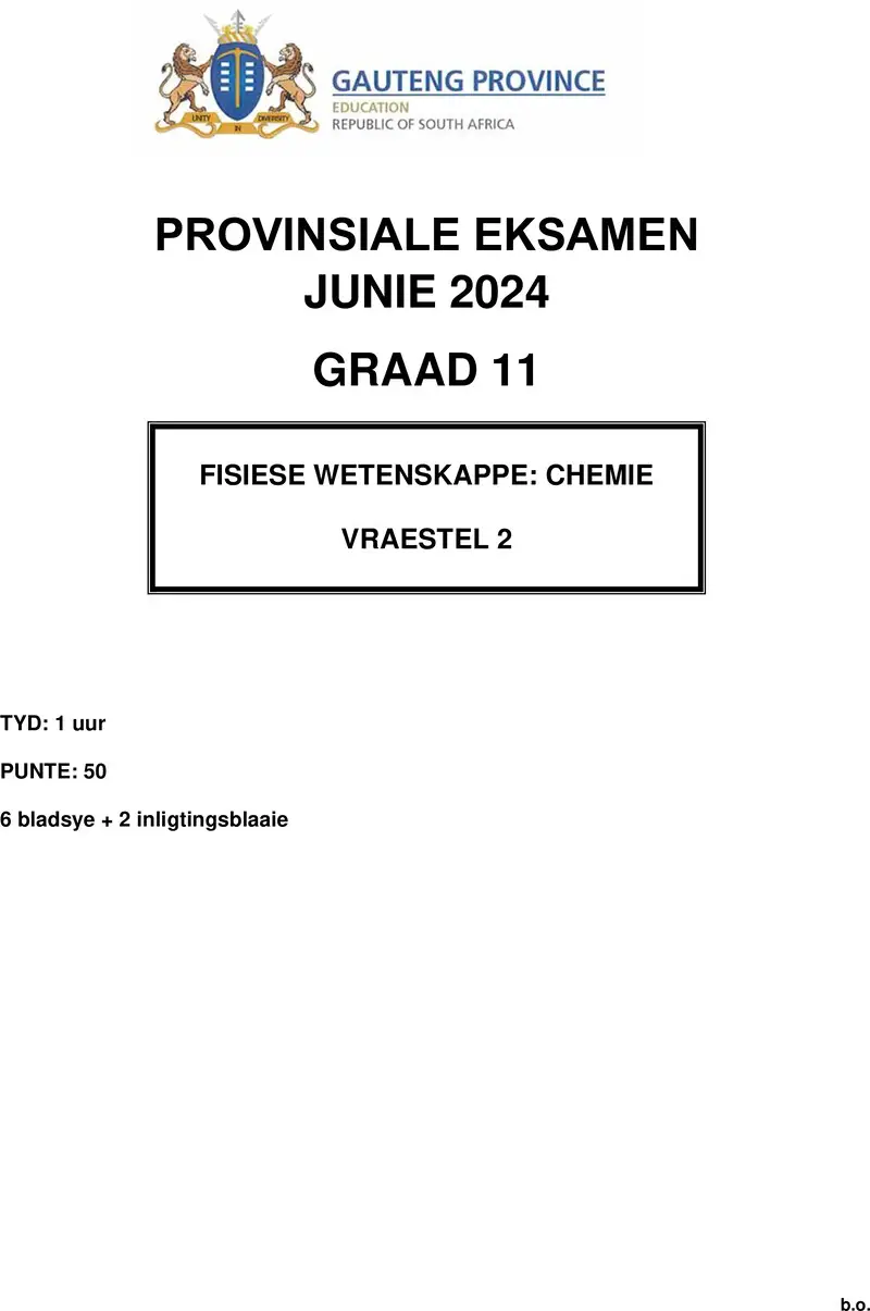 Grade 11 Physical Sciences past paper 2024 – grade 11 provincial exam physical sciences p2 afr june 2024 qp