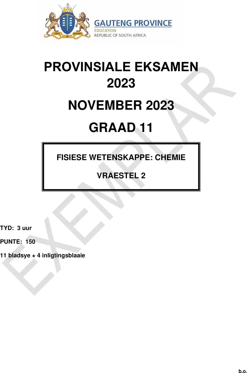 Grade 11 Physical Sciences past paper 2023 – grade 11 provincial exam physical sciences p2 afr november 2023 qp