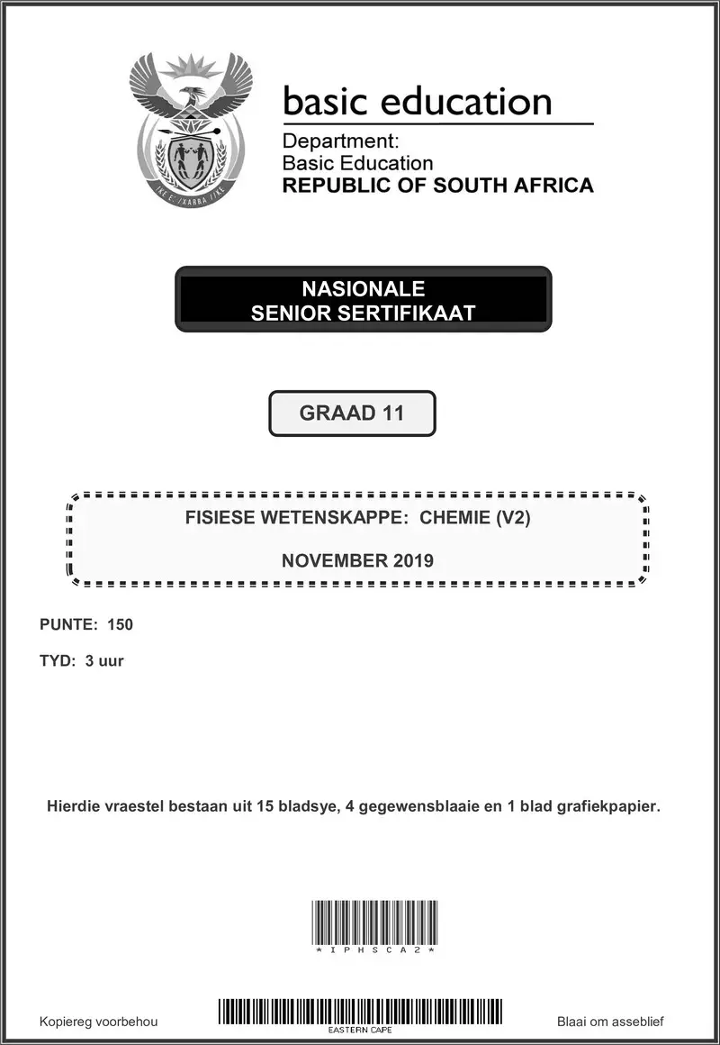 Grade 11 Physical Sciences past paper 2019 – grade 11 provinvial exam physical sciences p2 afr november 2019 qp