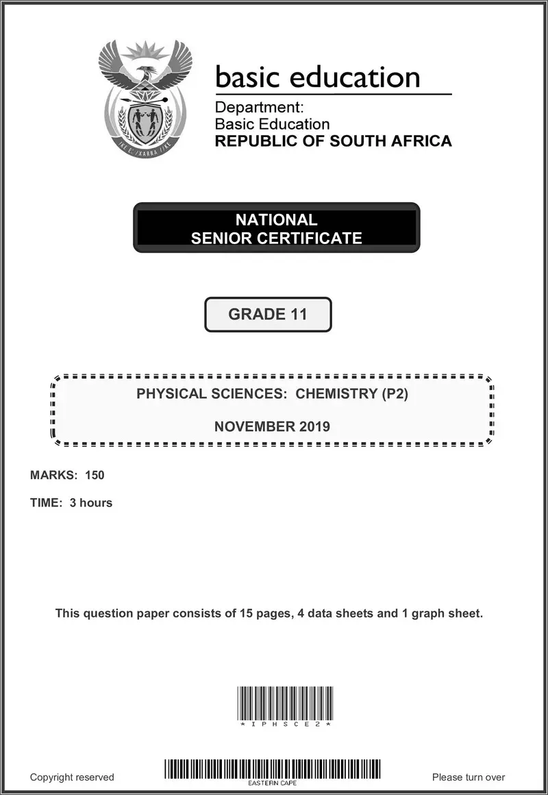 Grade 11 Physical Sciences past paper 2019 – grade 11 provinvial exam physical sciences p2 ng november 2019 qp