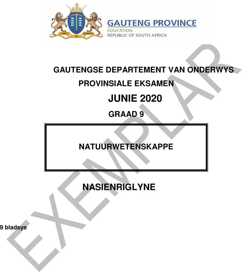 Grade 9 Natuurwetenskappe past paper 2020 – grade 9 provincial exam natural sciences afr 2020 exemplars possible answers