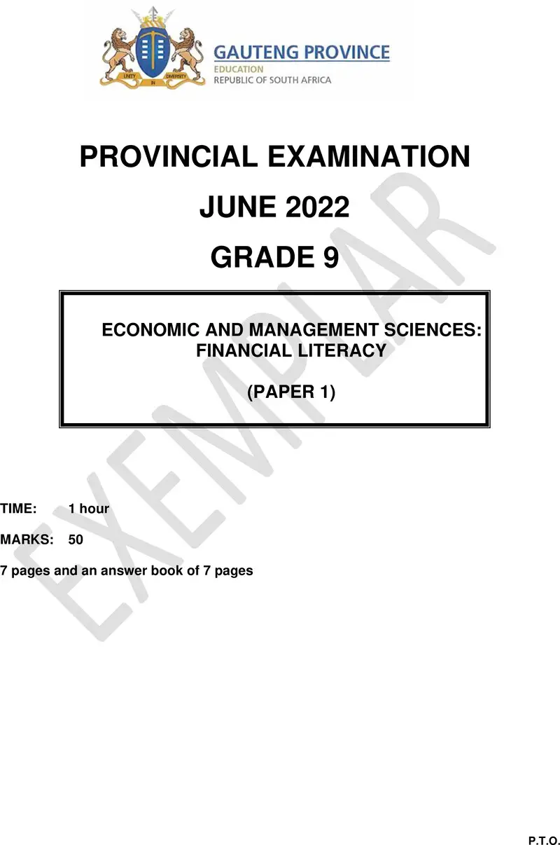 Grade 9 Economics Management And Science past paper 2022 – grade 9 provincial exam economics management and sciences p1 ng june 2022 qp