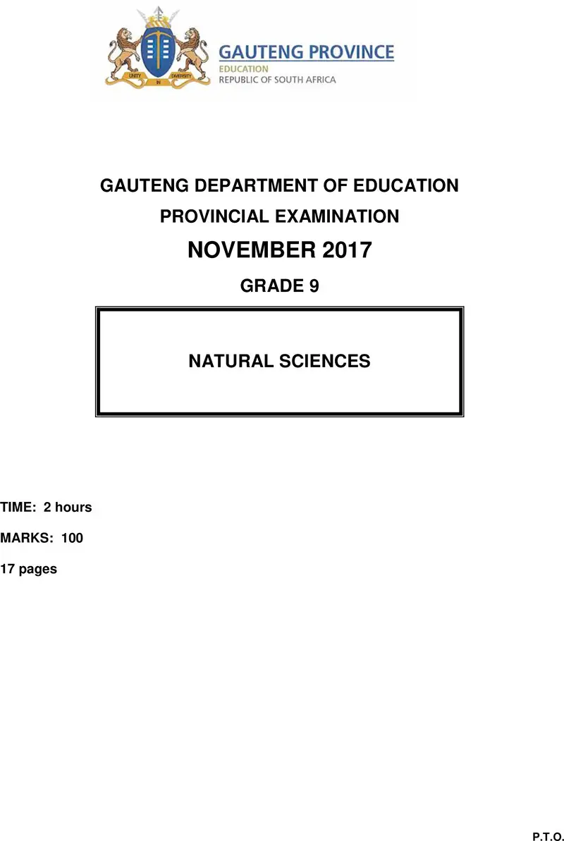 Grade 9 Natural Science past paper 2017 – grade 9 provincial natural sciences ng november 2017 qp