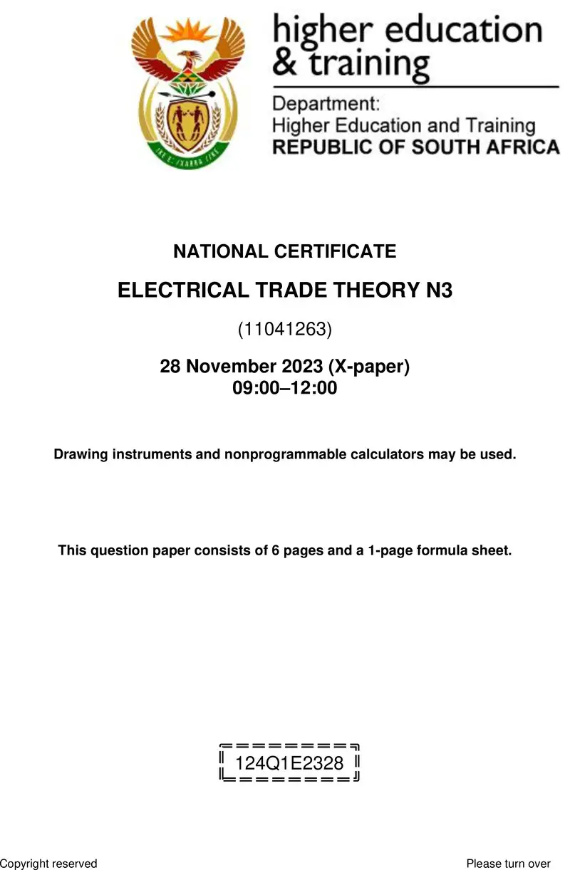 T520 Electrical Trade Theory N3 QP Nov 2023 preview