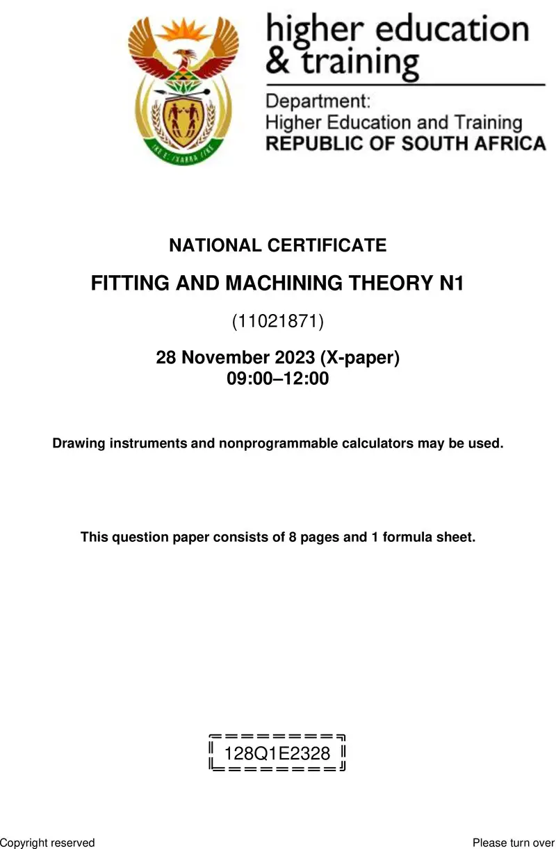 T690 Fitting And Machining Theory N1 QP Nov 2023 preview