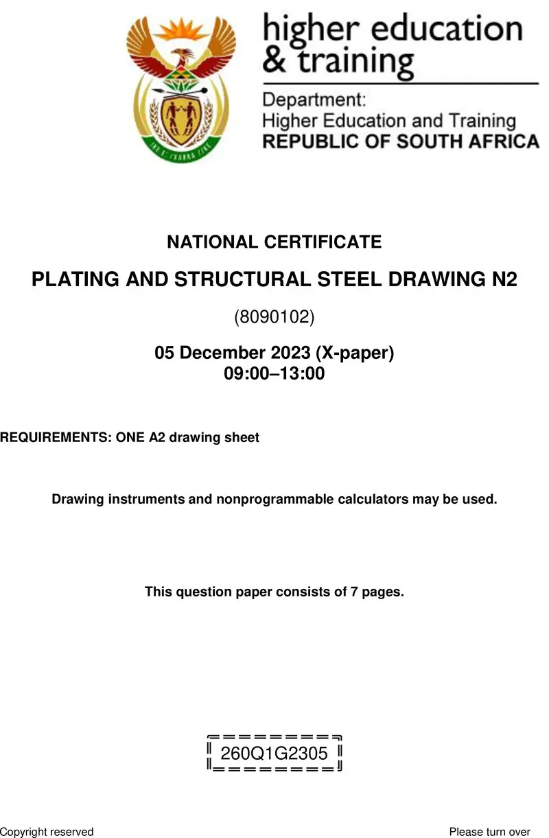 T1340 Plating And Structural Steel Drawing N2 QP Nov 2023 preview