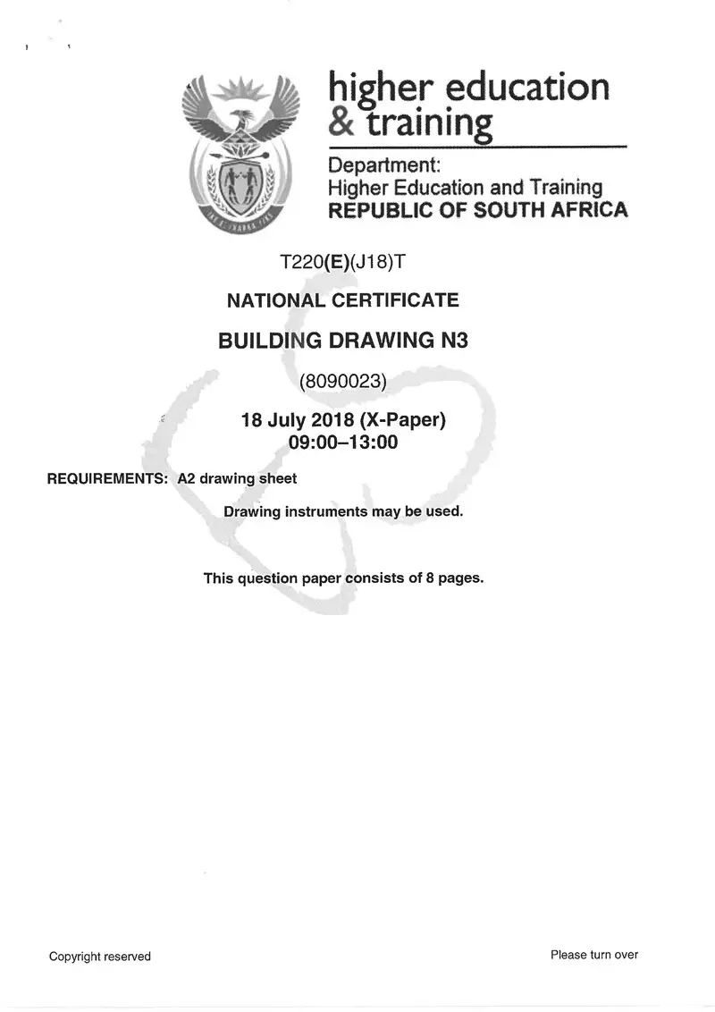 Drawing N3 Exam Paper 2 2018 preview