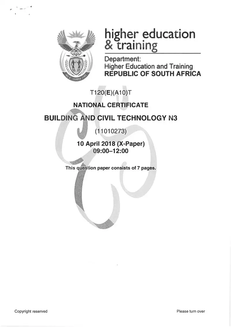 And Civil Technology N3 Exam Paper 1 2018 preview