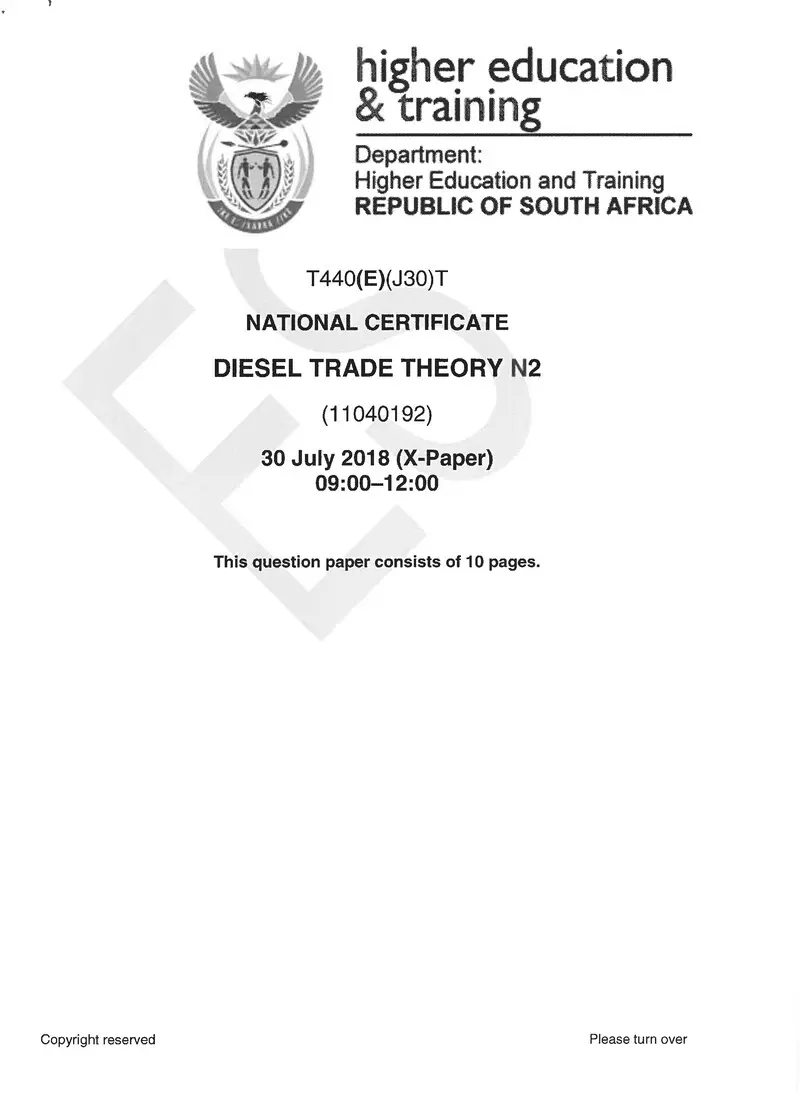 Trade Theory N2 Exam Paper 2 2018 preview