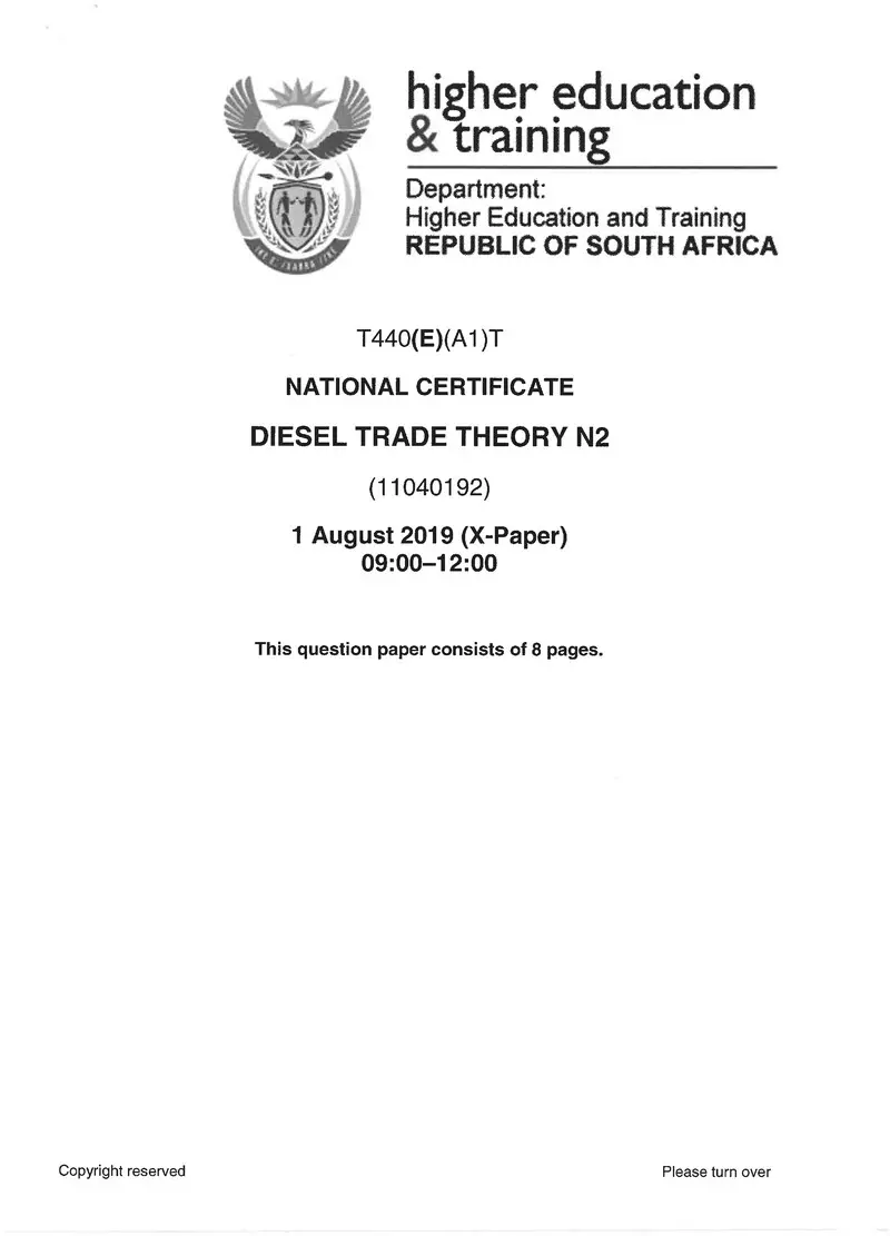 Trade Theory N2 Exam Paper 2 2019 preview