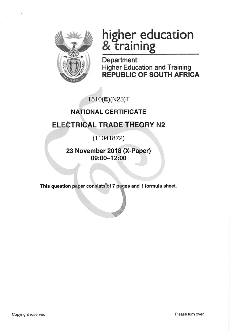Trade Theory N2 Exam Paper 3 2018 preview