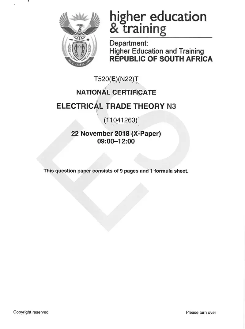 Trade Theory N3 Exam Paper 3 2018 preview