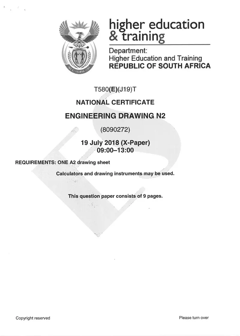 Drawing N2 Exam Paper 2 2018 preview