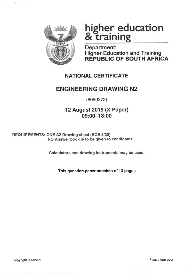 Drawing N2 Exam Paper 2 2019 preview