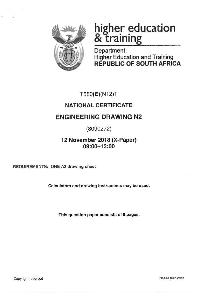 Drawing N2 Exam Paper 3 2018 preview