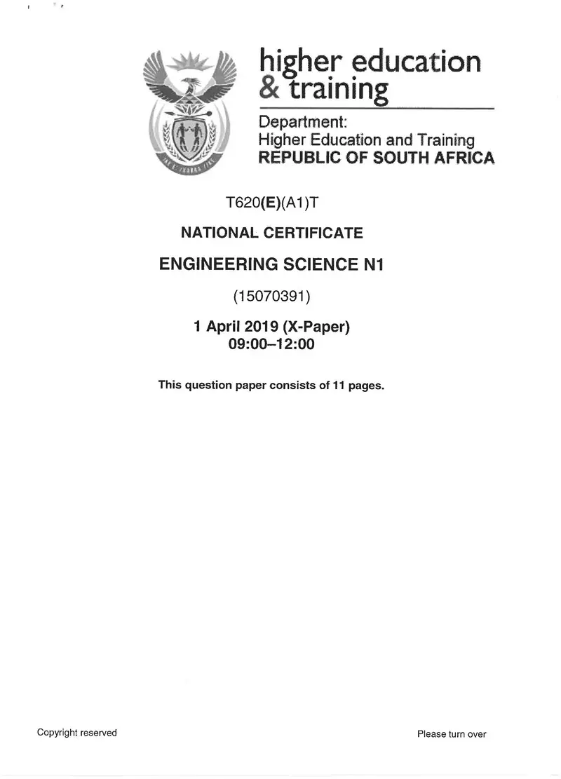 Science N1 Exam Paper 1 2019 preview