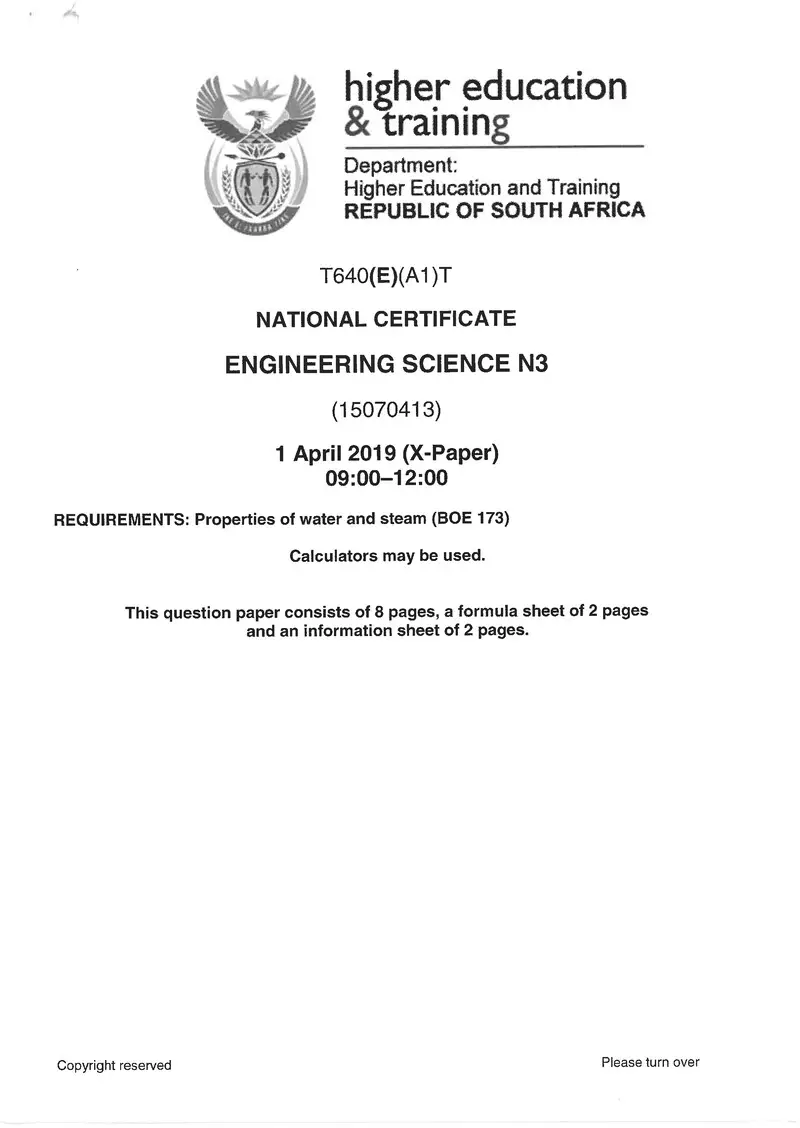 Science N3 Exam Paper 1 2019 preview