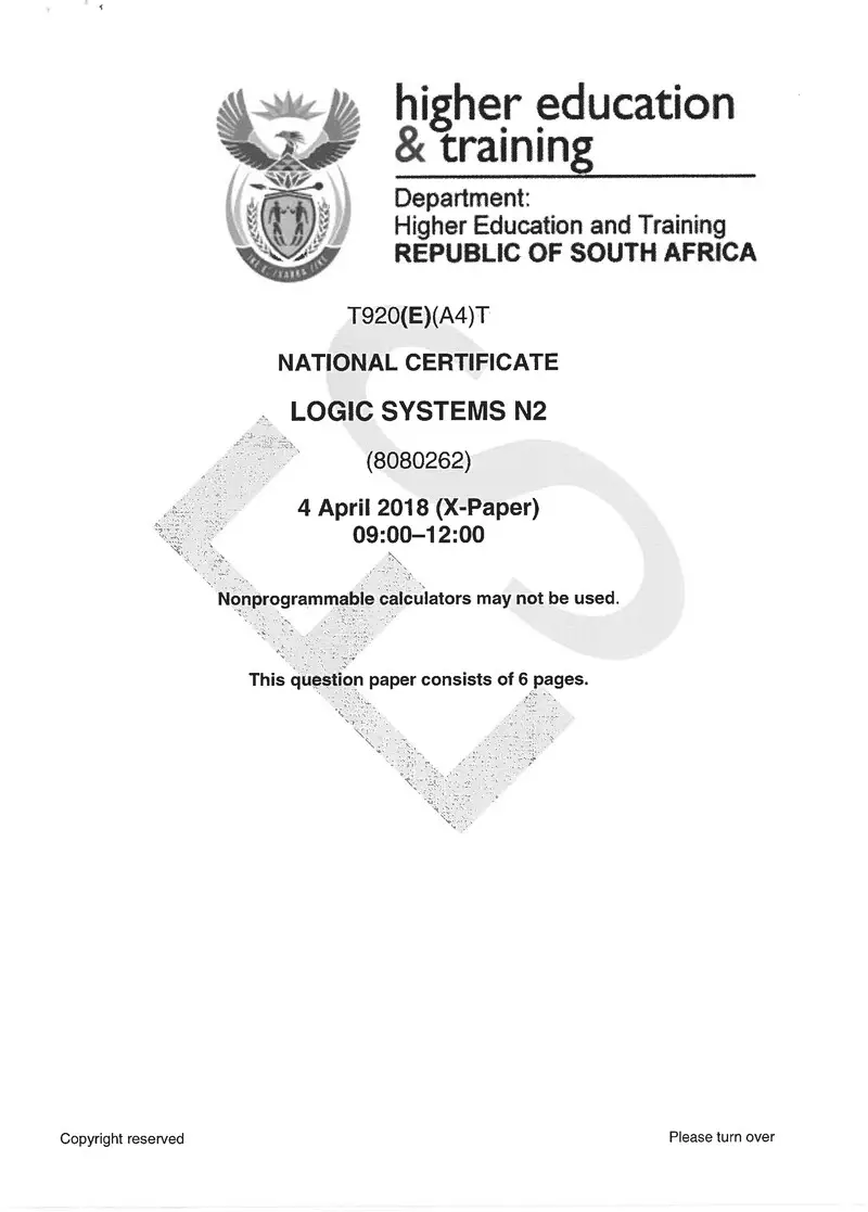 Systems N2 Exam Paper 1 2018 preview