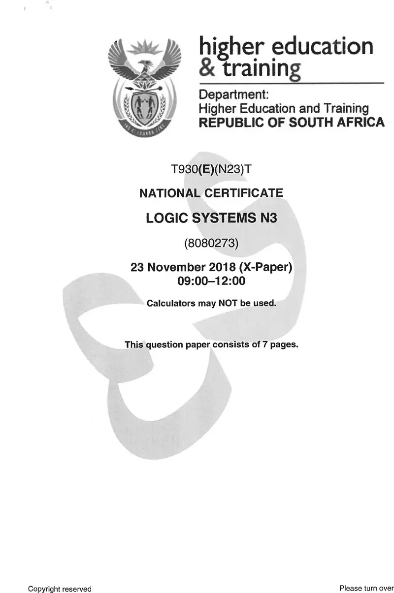 Systems N3 Exam Paper 3 2018 preview