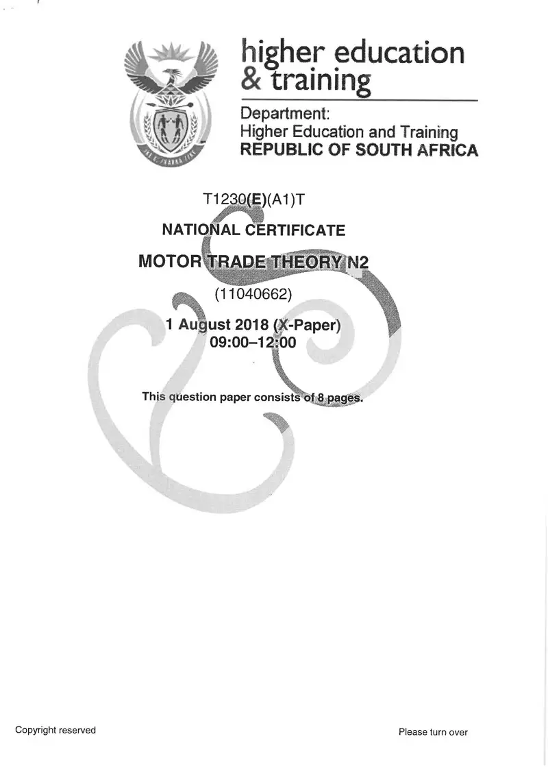 Trade Theory N2 Exam Paper 2 2018 preview