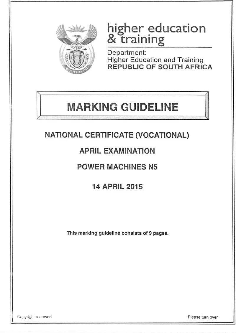 N5 Power Machines April 2015 Marking Guideline preview