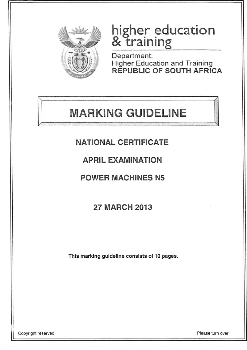 N5 Power Machines March 2013 Marking Guideline preview