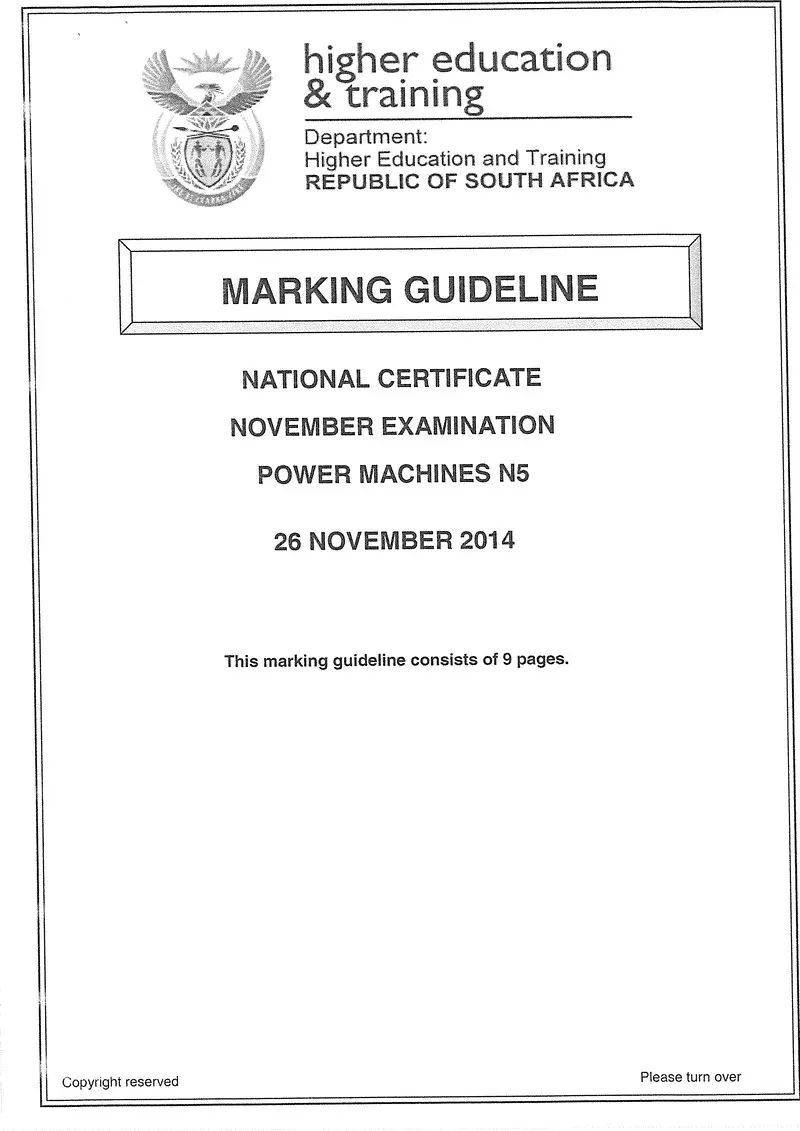 N5 Power Machines November 2014 Marking Guideline preview