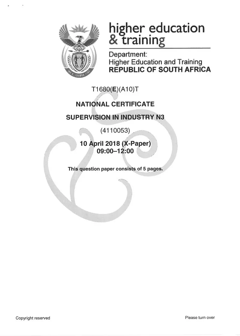 In Industry N3 Exam Paper 1 2018 preview