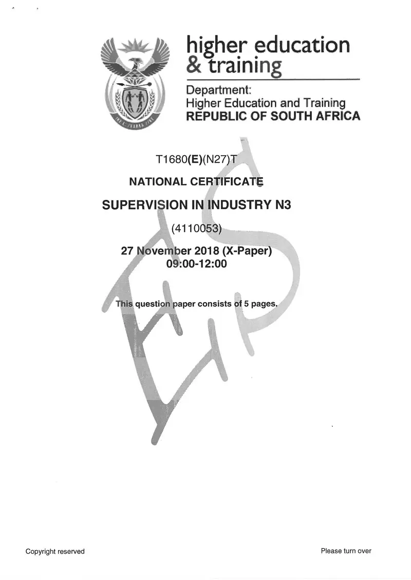 In Industry N3 Exam Paper 3 2018 preview