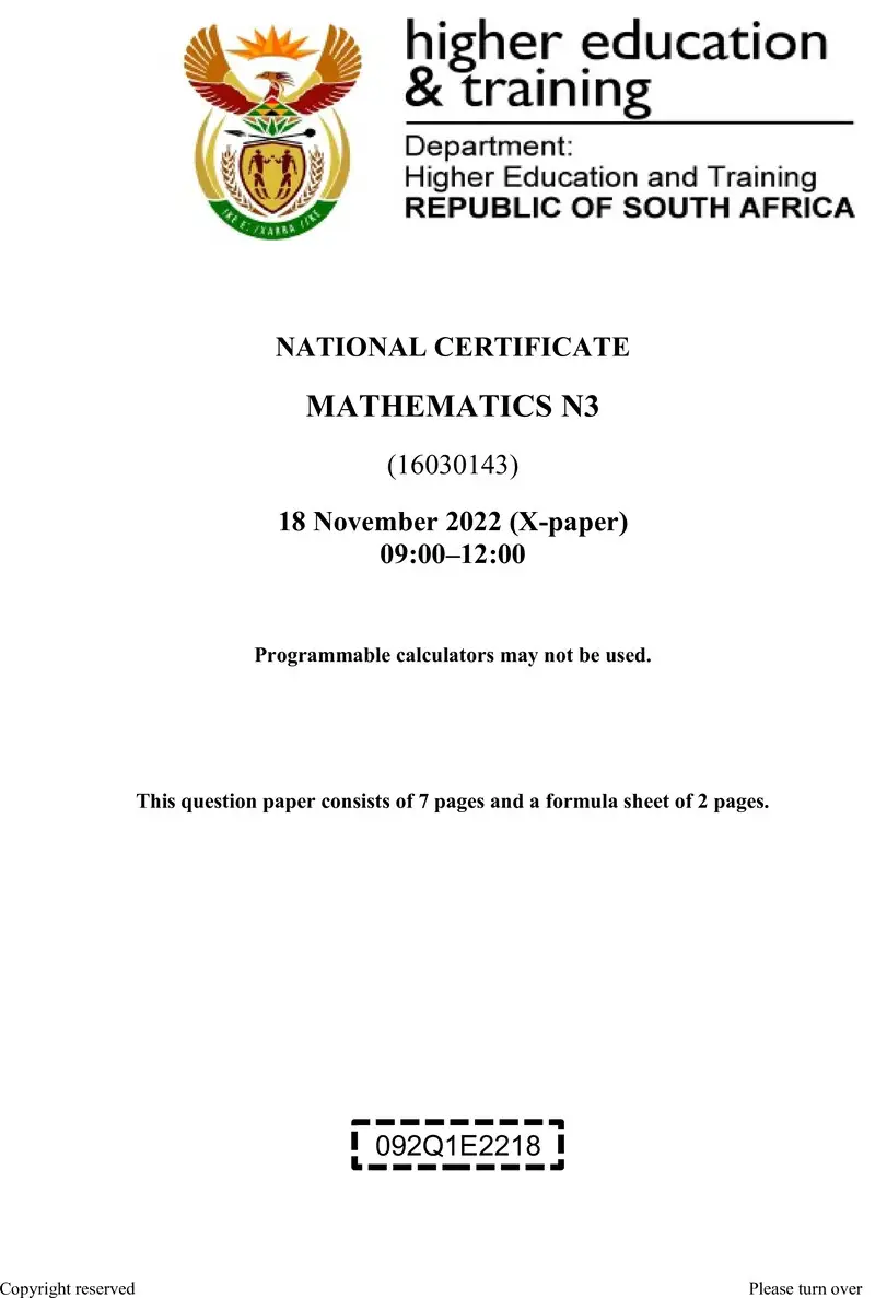 T1010 Mathematics N3 QP Nov 2022 Final preview