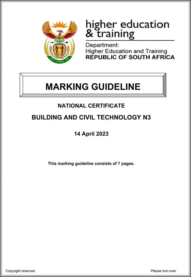 T120 Building And Civil Technology N3 MEMO April 2023 Sign Off preview