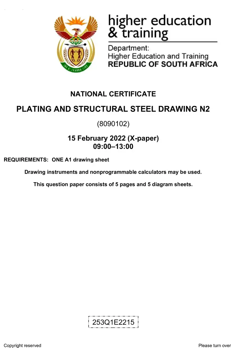 T1330 Plating And Structural Steel Drawing N2 QP April 2022 preview
