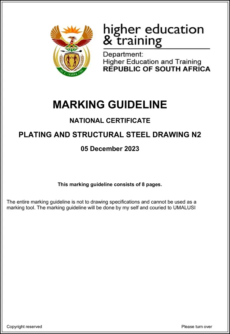 T1340 Plating And Structural Steel Drawing N2 MEMO Nov 2023 preview