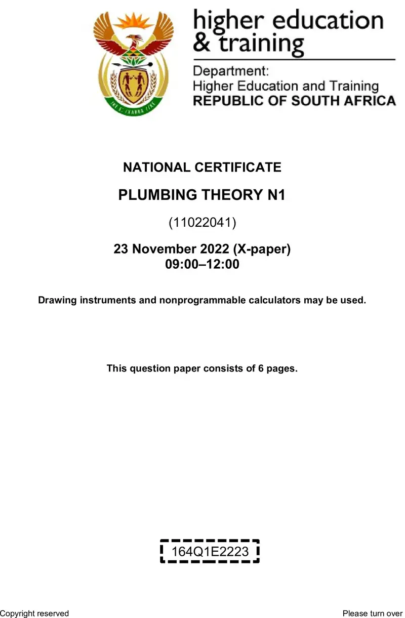 T1370 Plumbing Theory N1 QP Nov 2022 preview
