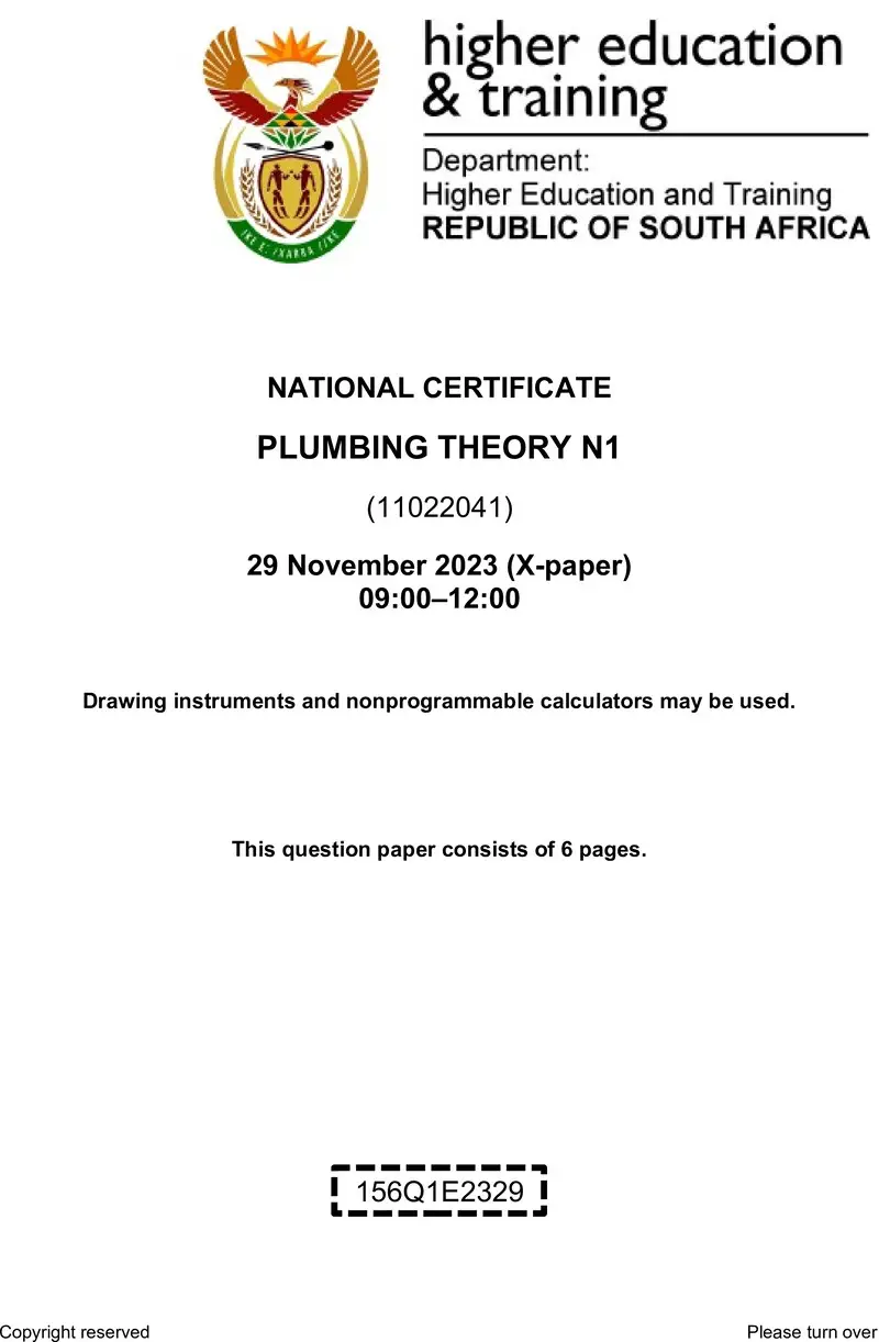 T1370 Plumbing Theory N1 QP Nov 2023 preview