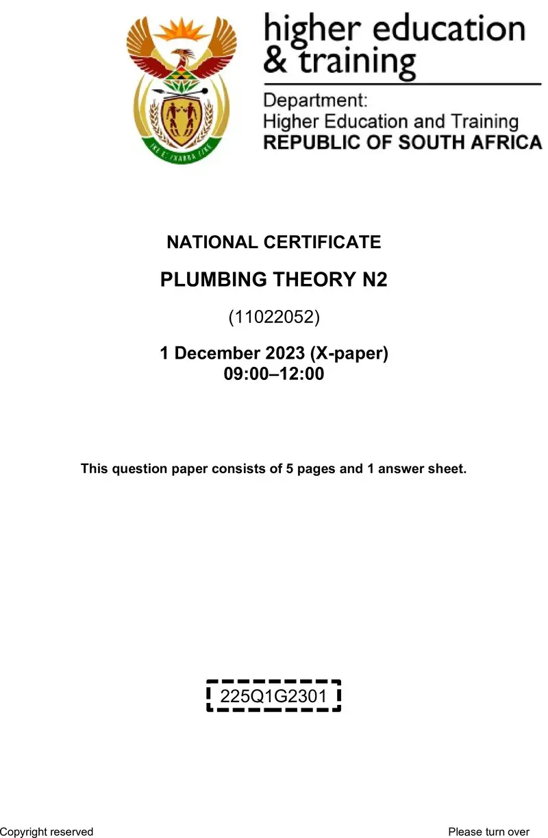 T1380 Plumbing Theory N2 Nov QP 2023 Sign Off Thys preview