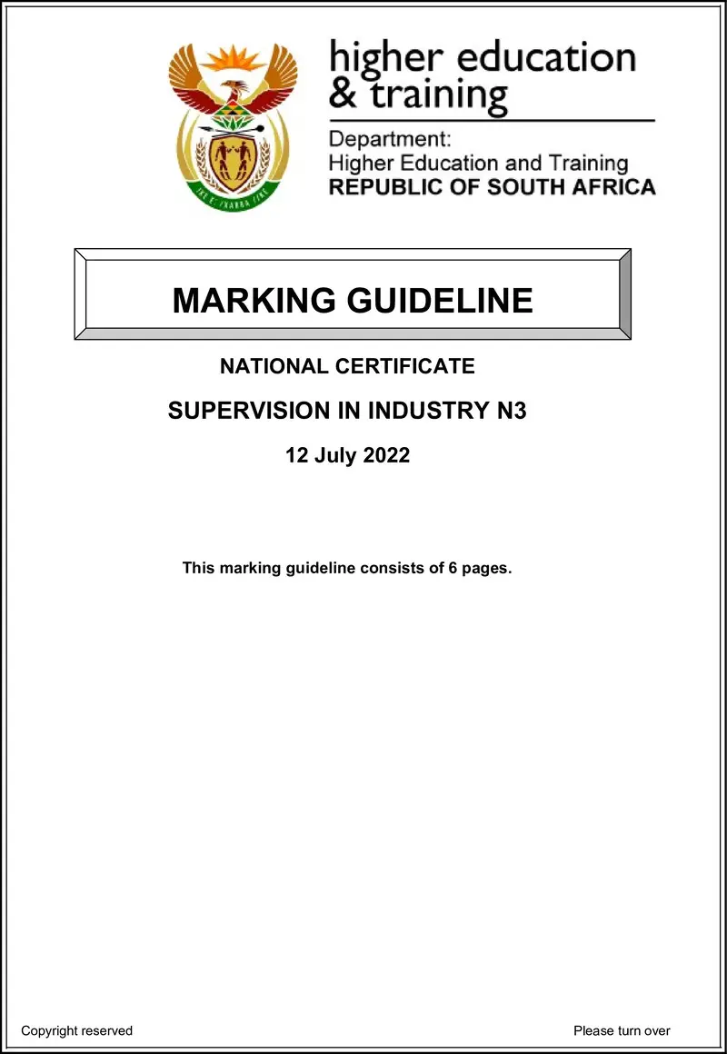 T1680 Supervision In Industry N3 MEMO Aug 2022 preview