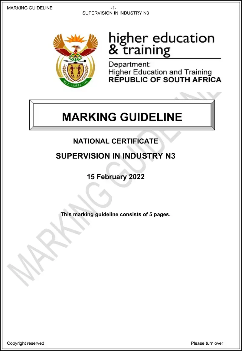 T1680 Supervision In Industry N3 MEMO Feb 2022 preview