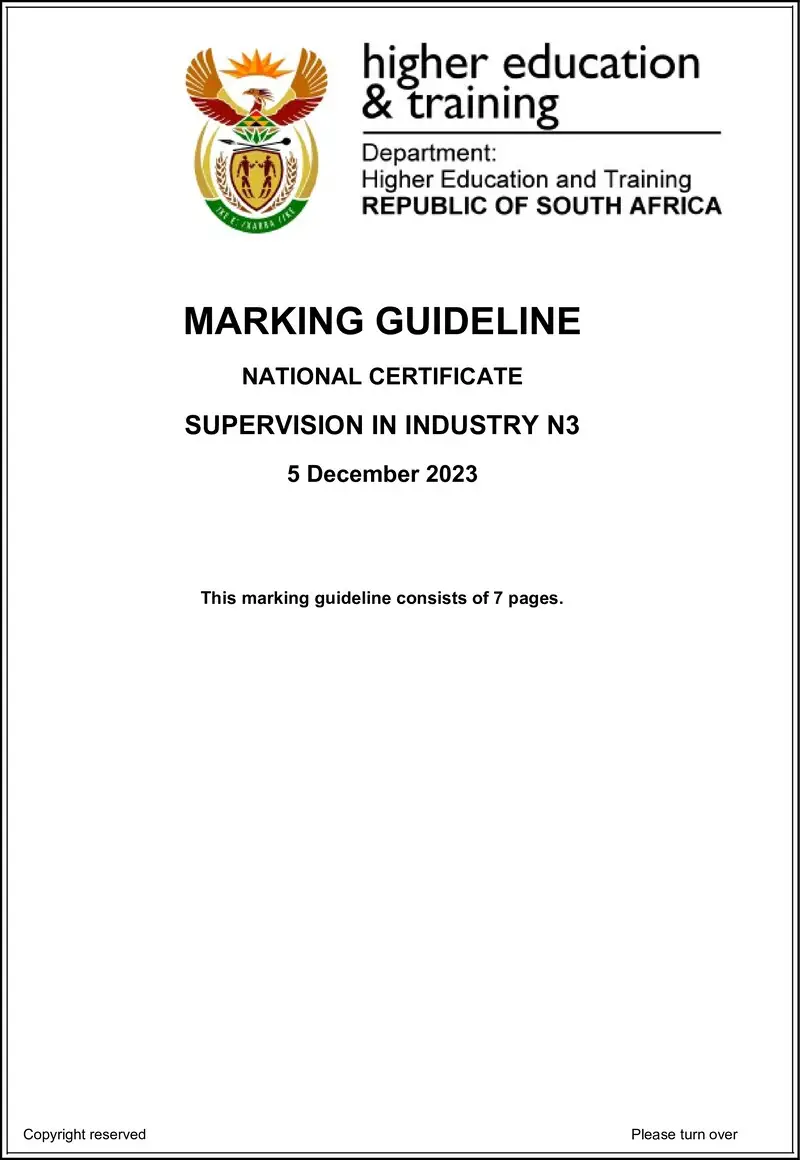 T1680 Supervision In Industry N3 MEMO Nov 2023 preview