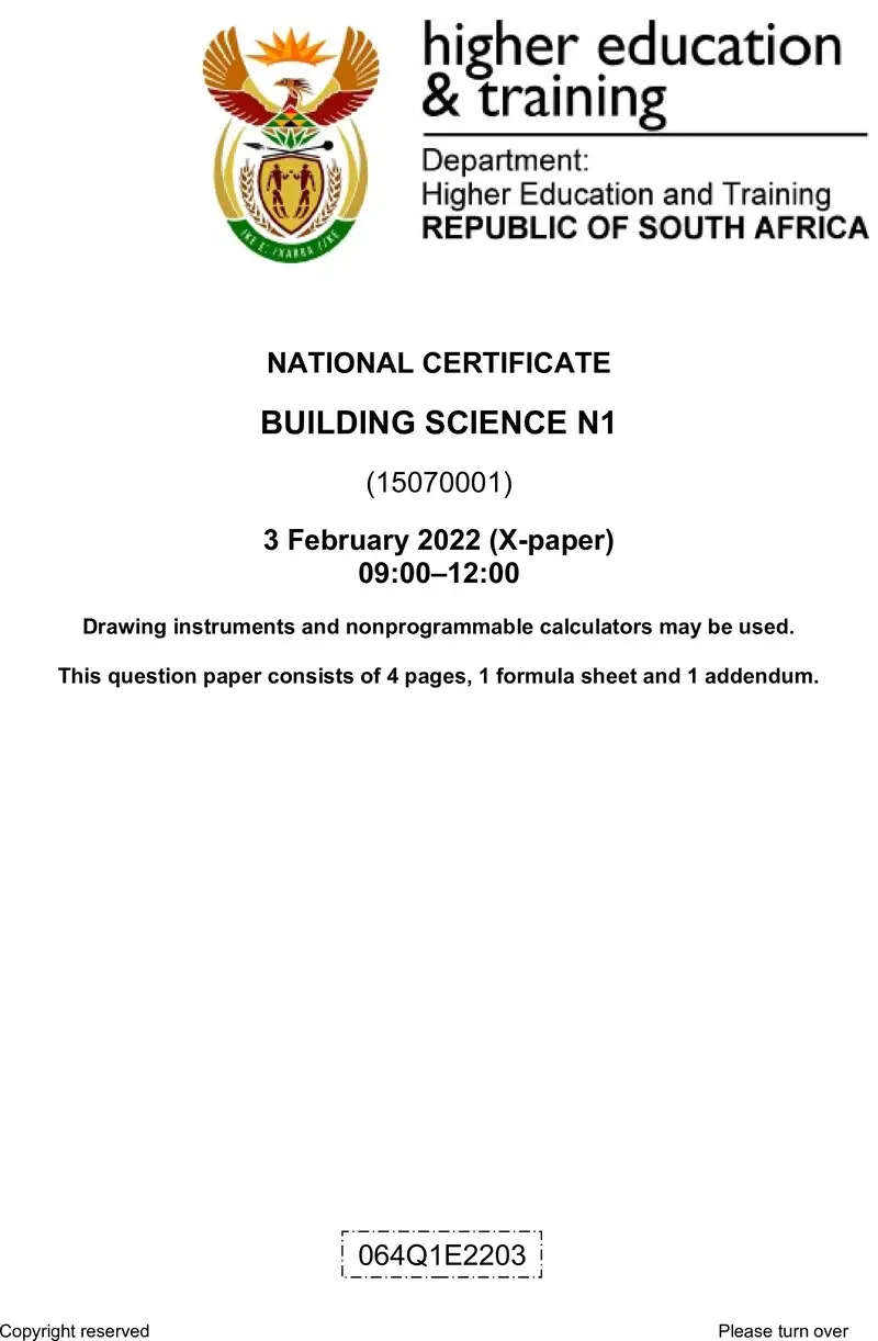 T230 Building Science N1 QP April 2022 preview