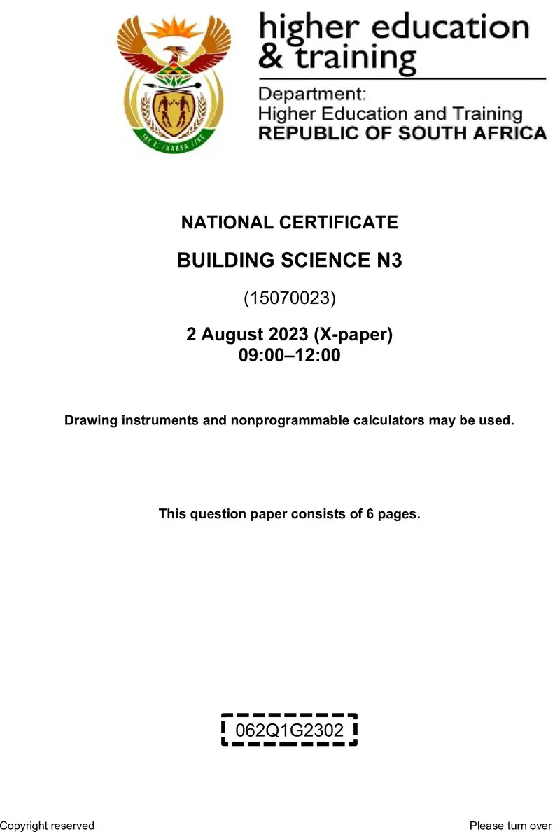 T250 Building Science N3 Aug QP 2023 Sign Off preview