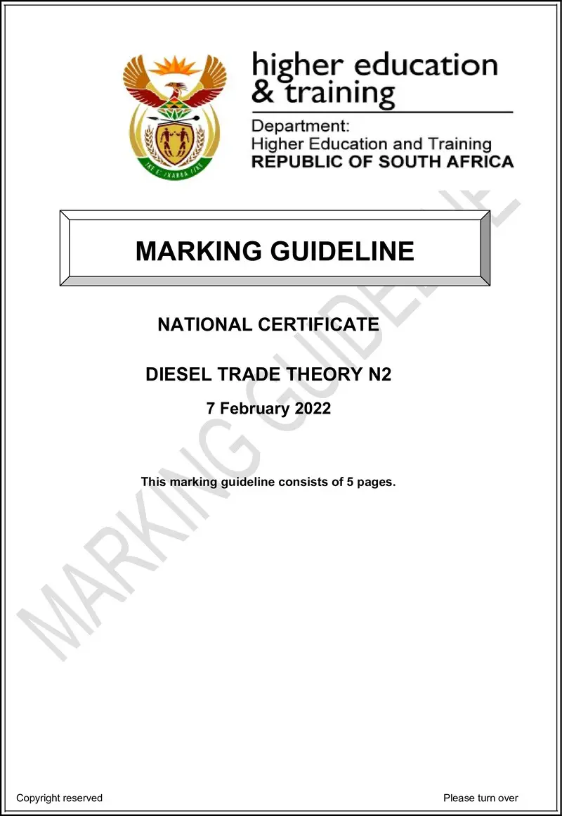T440 Diesel Trade Theory N2 MEMO April 2022 Sign Off preview