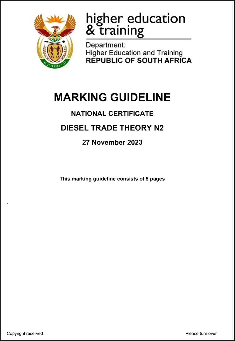 T440 Diesel Trade Theory N2 MEMO Nov 2023 Sign Off preview